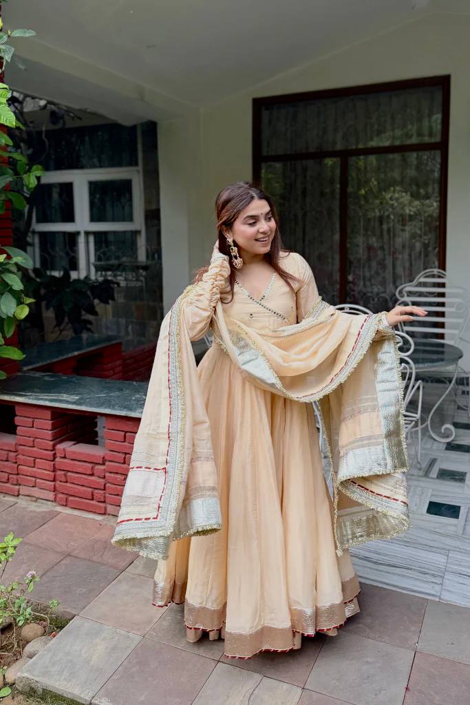 Elegant Georgette Anarkali Suit Set with Gota Patti & Zari Work for Women