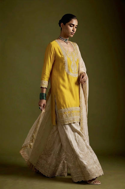 Women’s Mustard Yellow Embroidered Suit Set