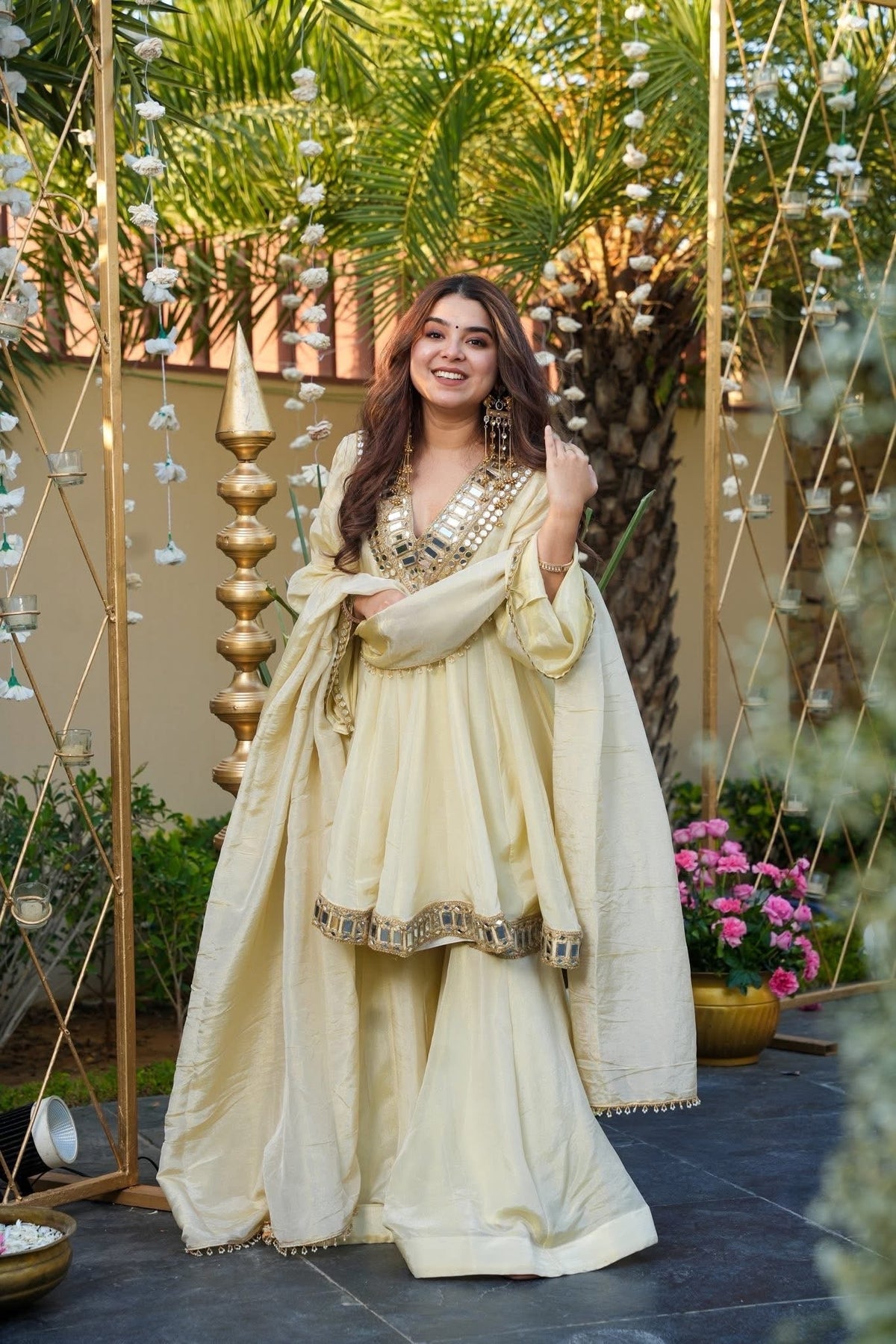Royal Mirror Embellished Festive Look